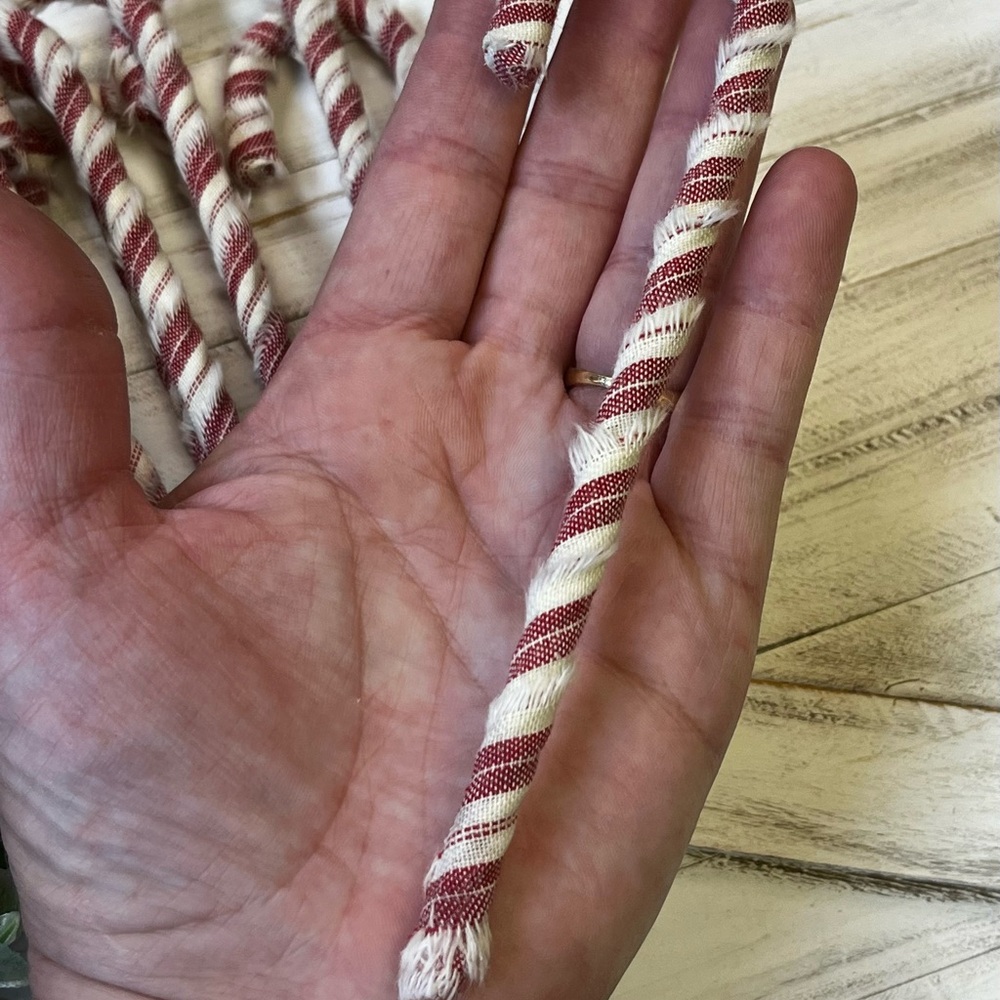 New 12 Primitive 6" Handmade Fabric Candy Canes Christmas Ornaments farmhouse - Picture 10 of 10